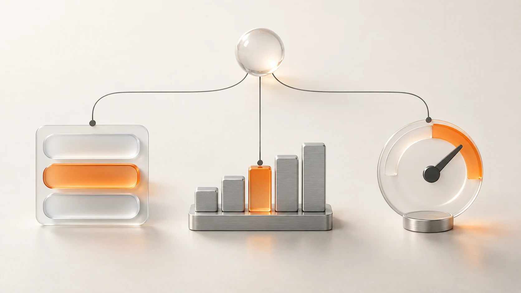 Conceptual illustration of Choice as a selected slot, Score as an ordered scale, and Noul as a probability dial.